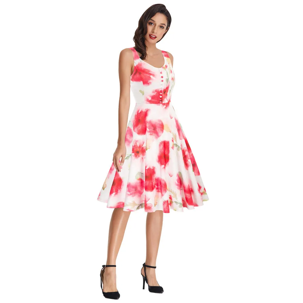 1950s Retro Vintage Sleeveless Homecoming Dresses Cocktail Party A-Line Dress for Summer