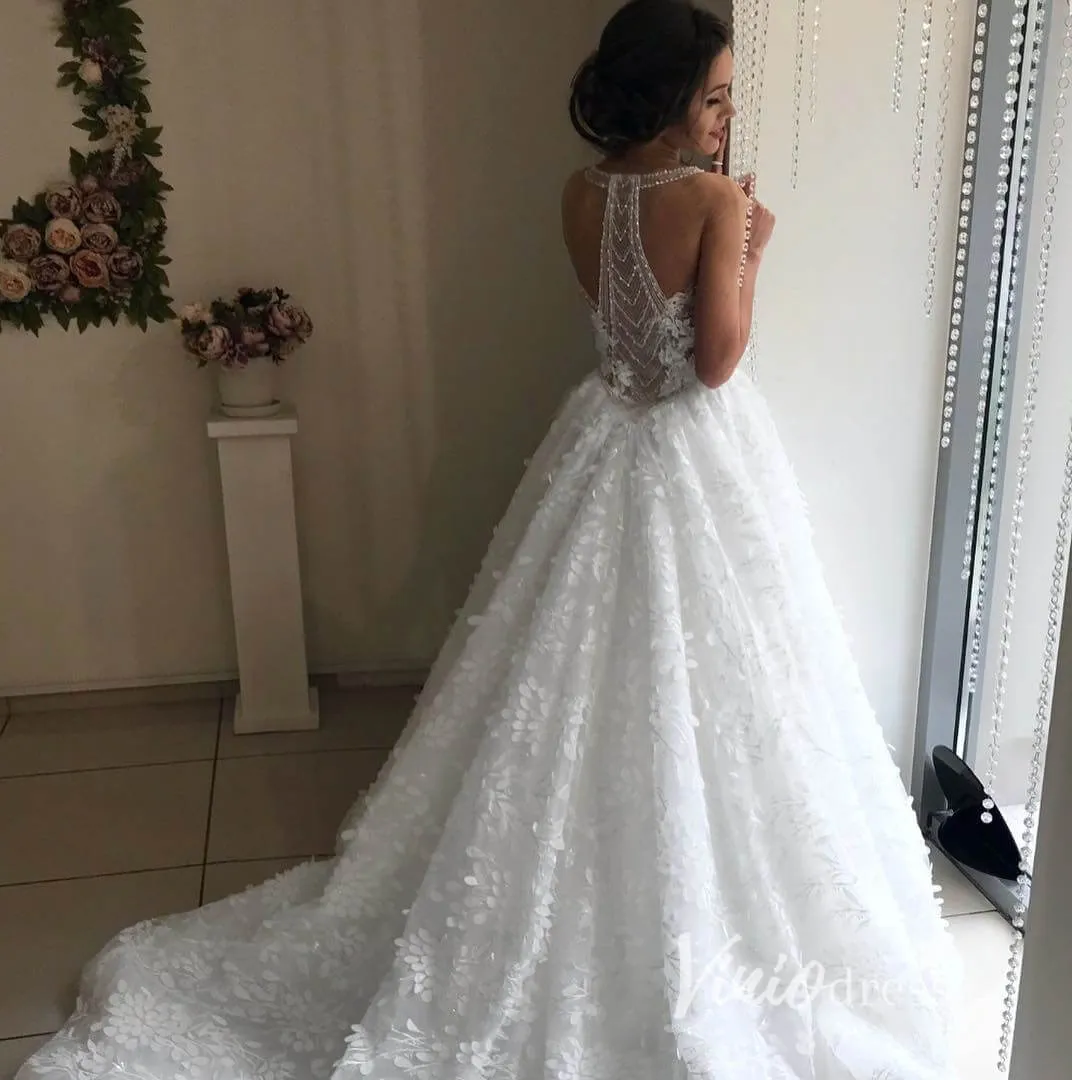 3D Leaf Lace Ball Gown Wedding Dresses VW2095