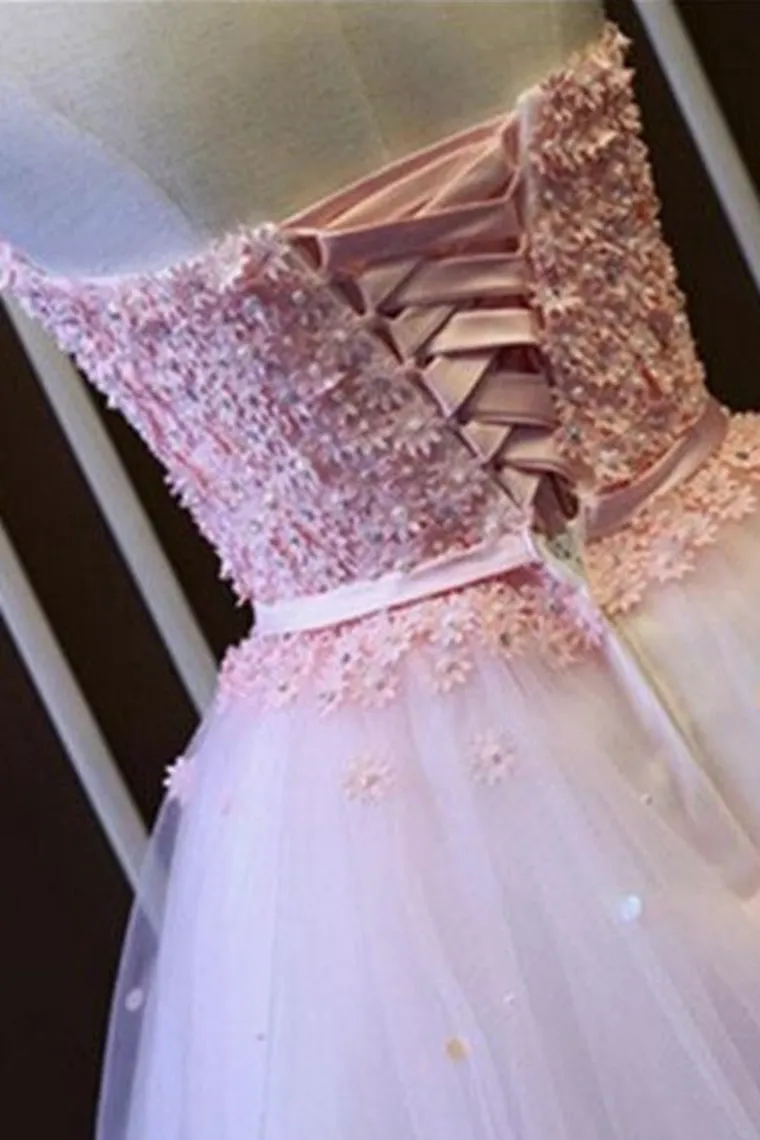 A Line Homecoming Dresses Sweetheart Tulle With Handmade Flowers