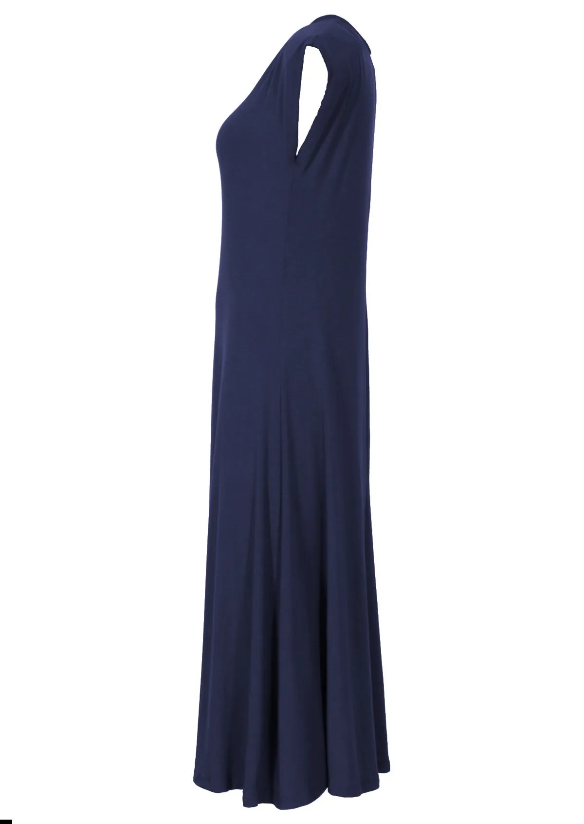 A-line Stretch Rayon Dress Navy Blue