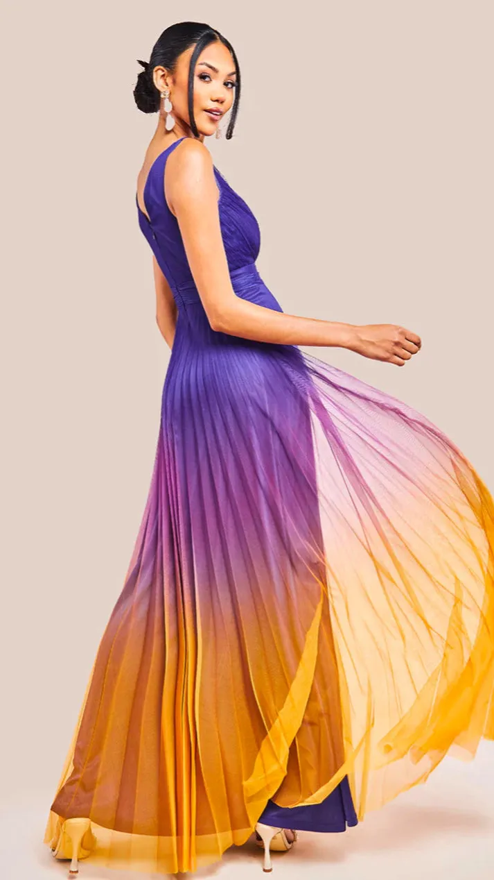 A1731 Ombre Pleated Maxi Dress