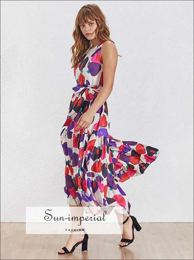 Adele Dress - Casual Print Sleeveless Women Dress O Neck Maxi Dress