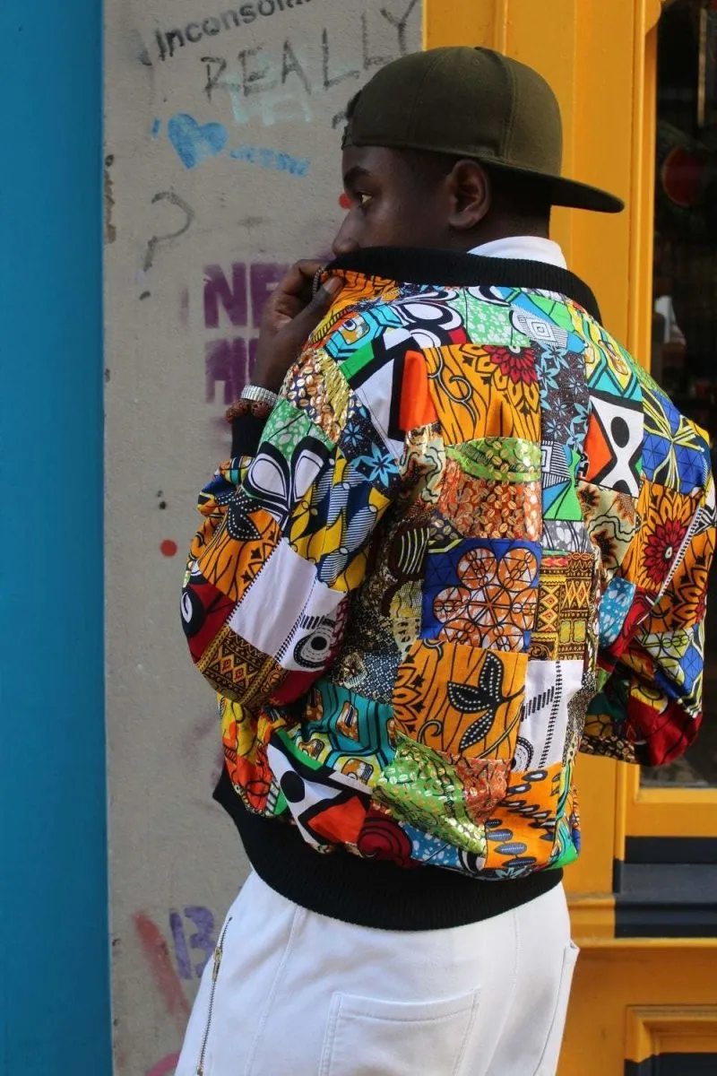 African Bomber Jacket in Patchwork