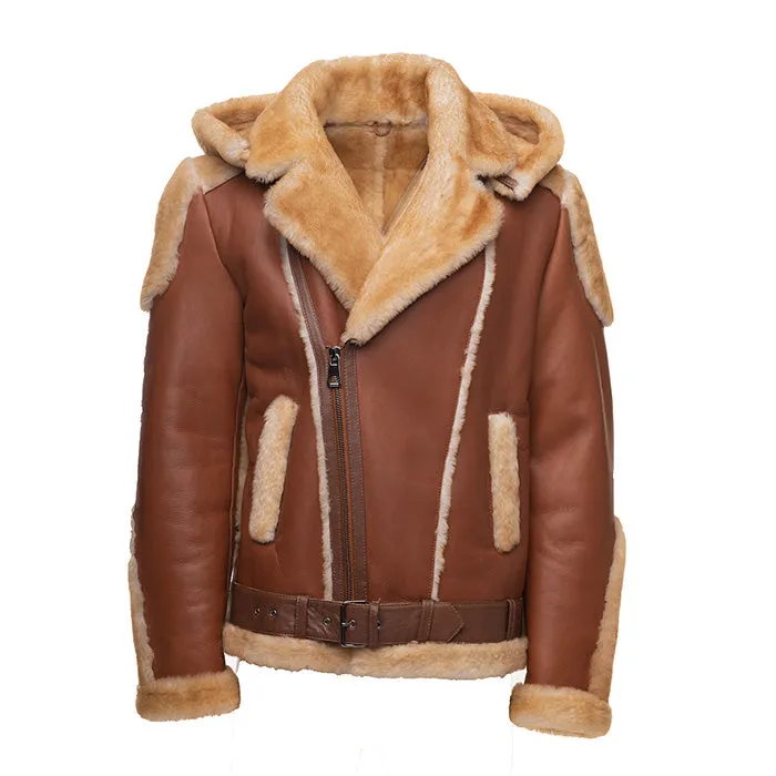 Alek's Biker Shearling Jacket with Fur Details