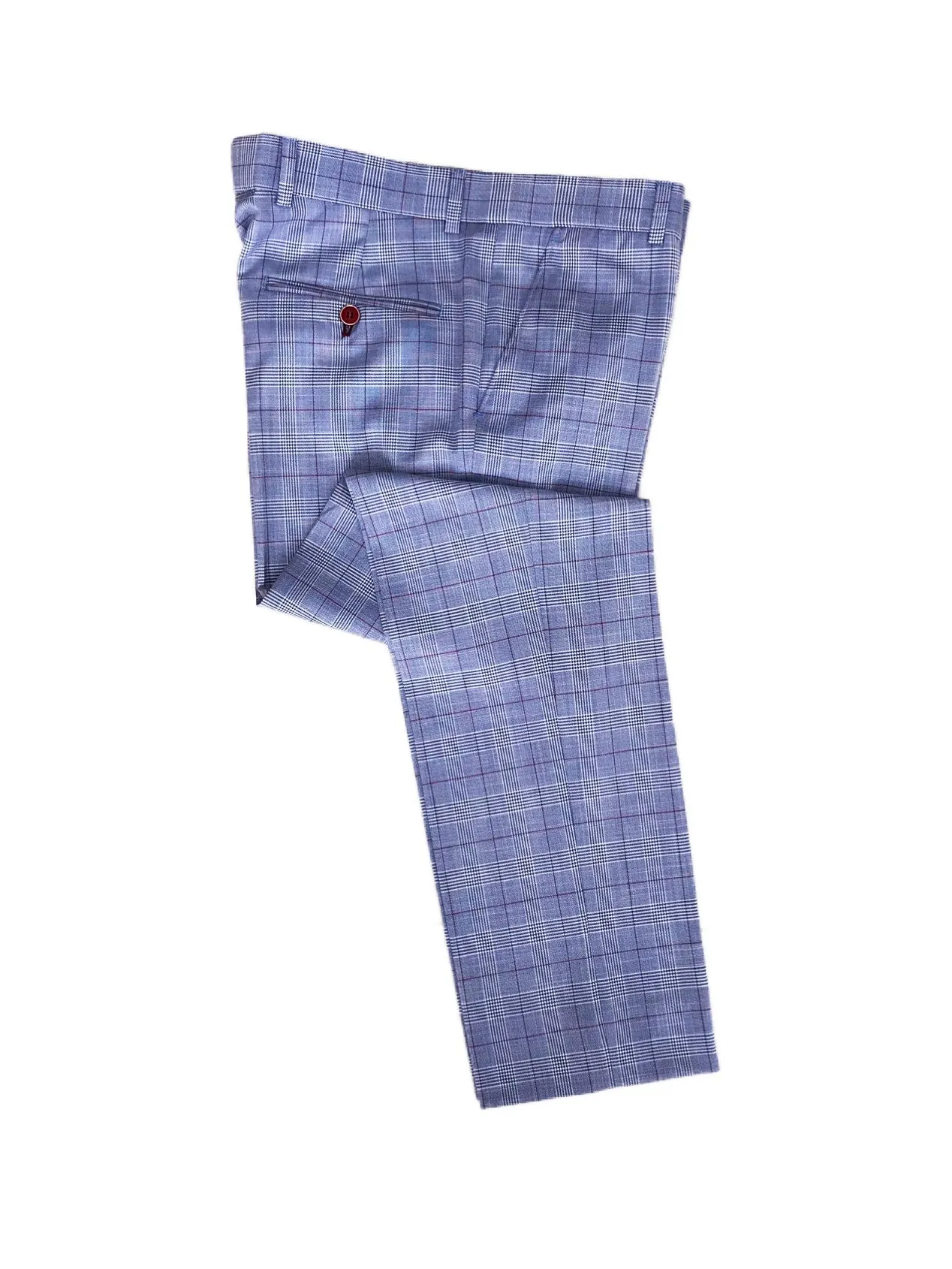 ANTIQUE ROGUE Blue/Red Check 3 Piece Suit