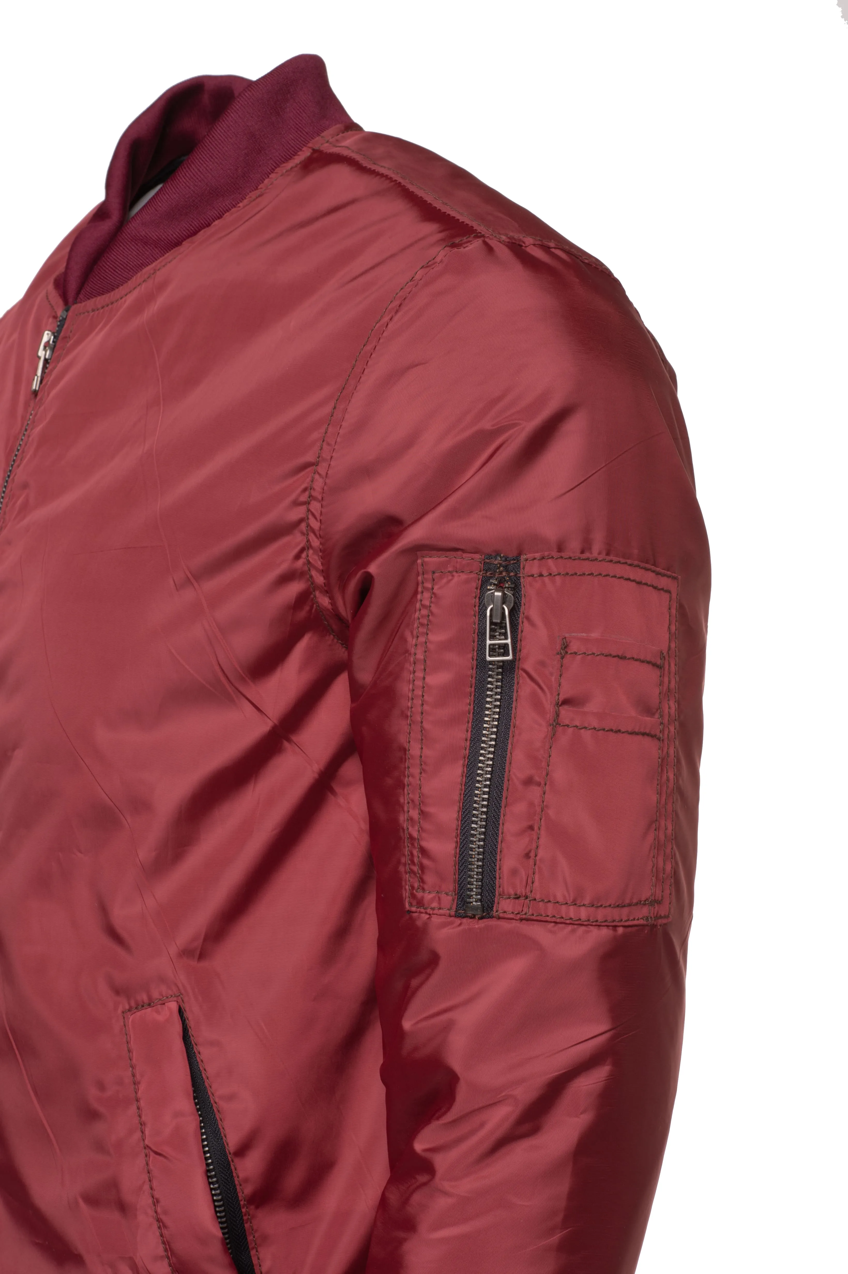 Archer's Maroon Nylon flight jacket with ribbed waist