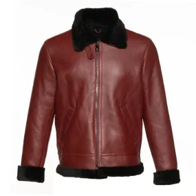 Aurelius Burgundy B3 bomber shearling jacket