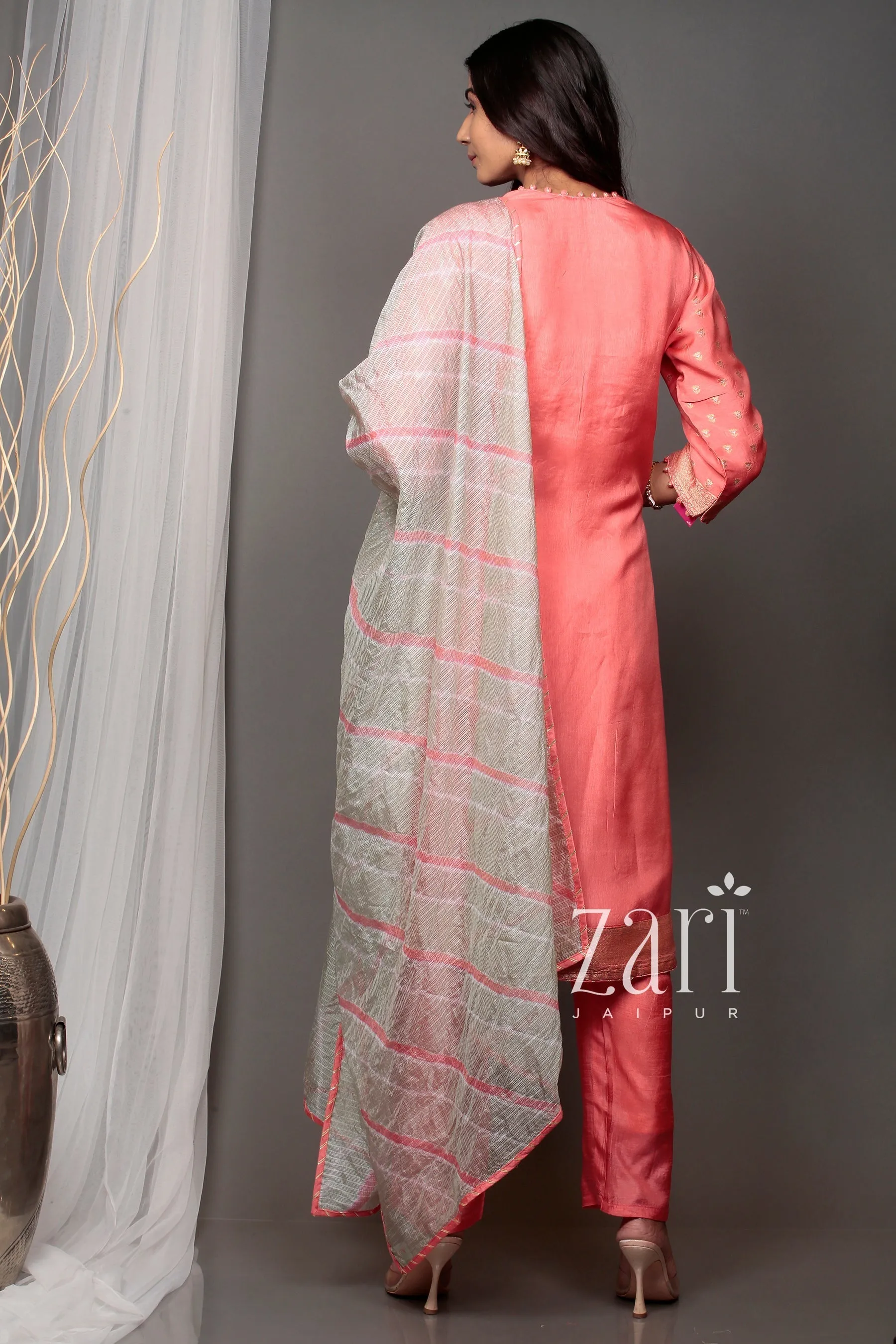 Banarasi Banarasi brocade  Suit with Gota, Gota Patti, Pearl, Sequins, Thread, Zardozi work.