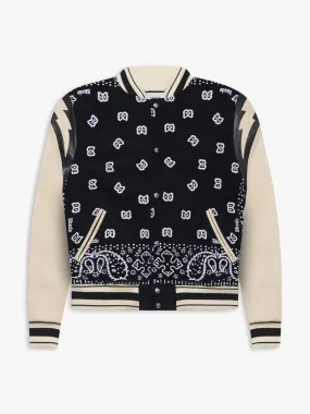 BANDANA BOMBER JACKET - BLACK/WHITE