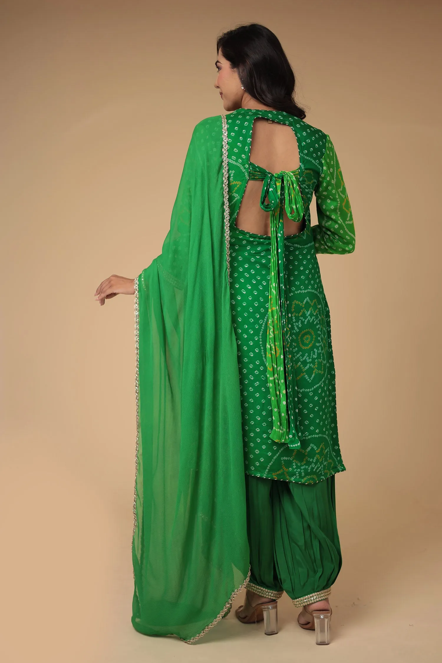 Bandhej Georgette Suit Embroidered with Gota Patti work