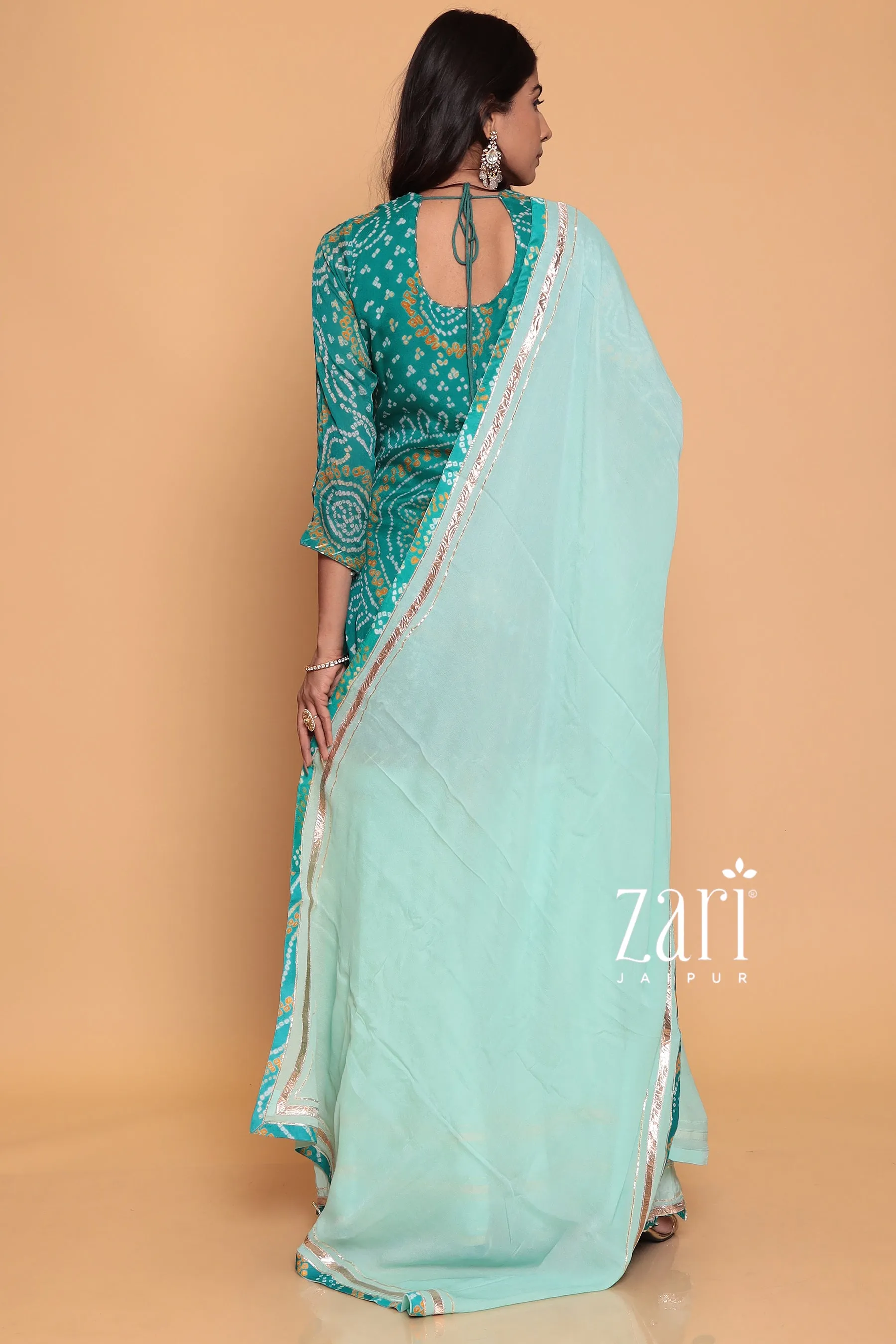 Bandhej Georgette Suit with Gota Patti  work.