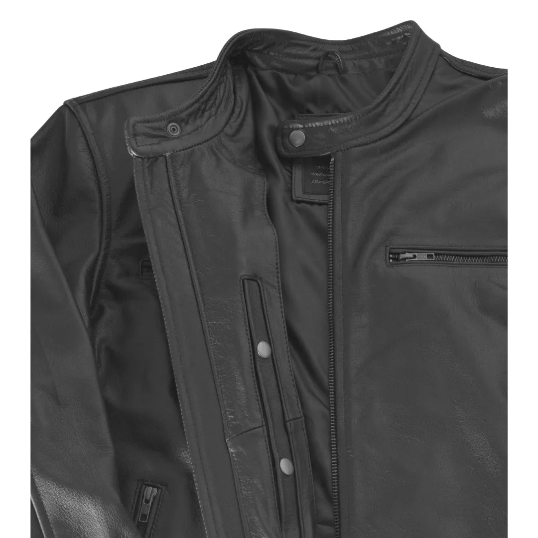 Bandit Black Cafe Racer Heavy Leather Jacket