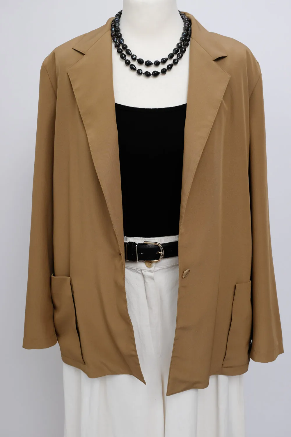 BEIGE SILKY VINTAGE SUMMER BLAZER