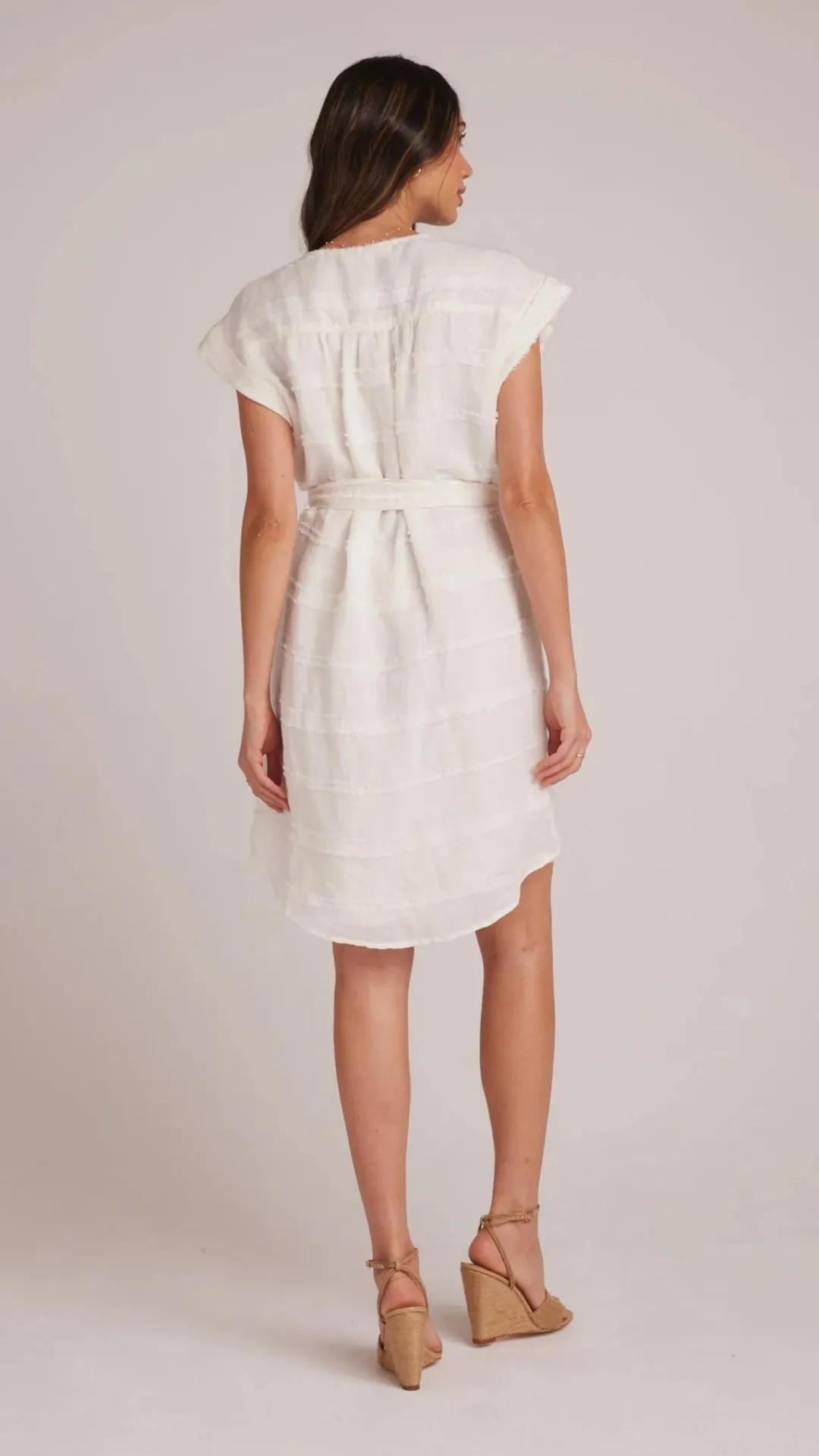 Belted Cap Sleeve Dress - White