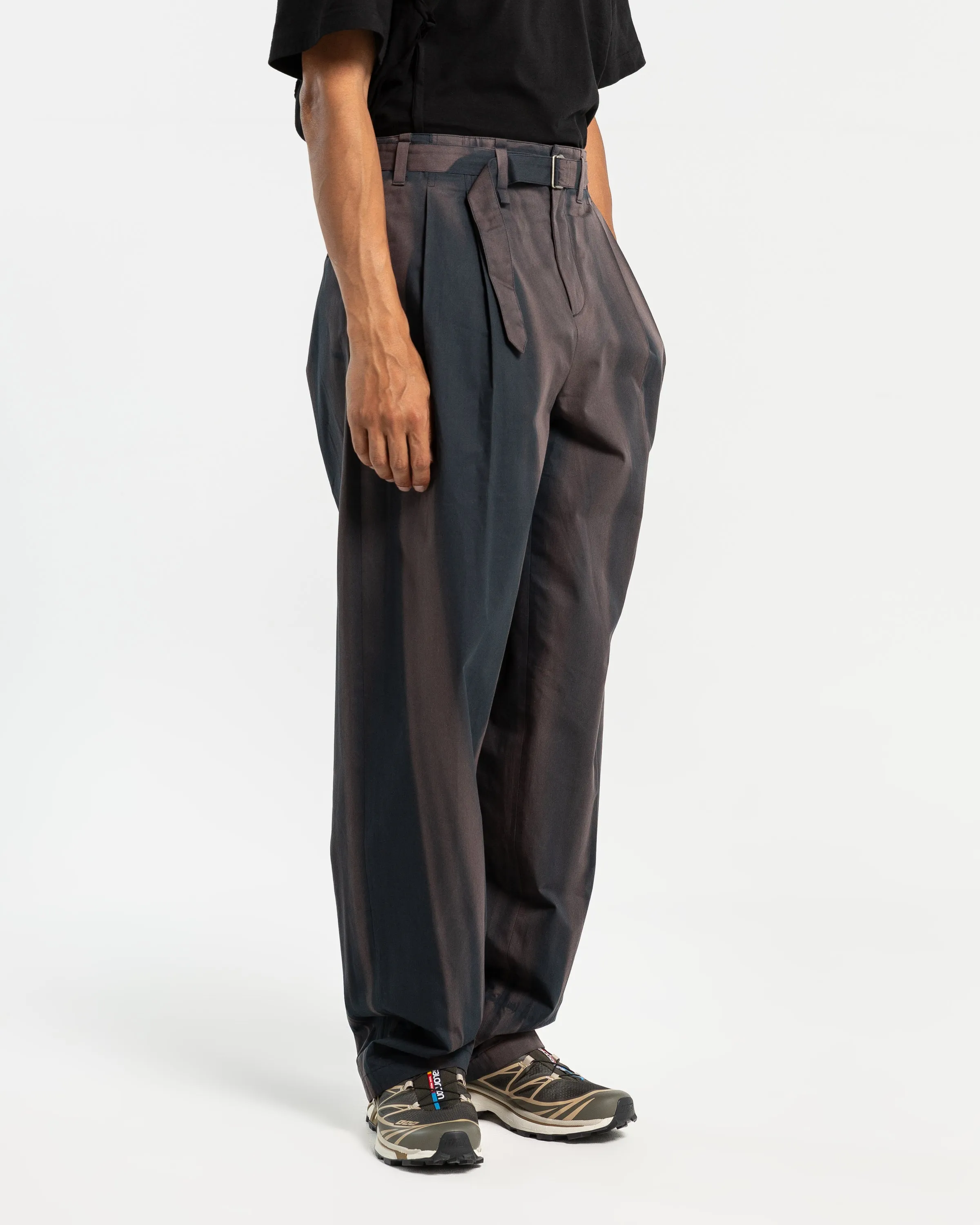 Belted Wide Trousers in Navy