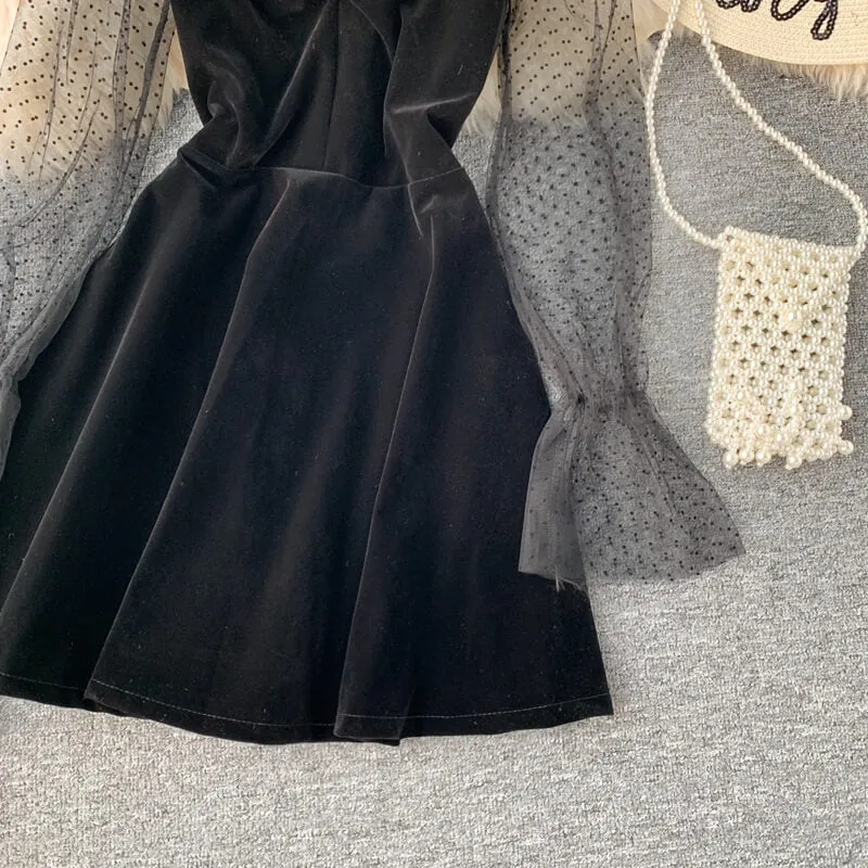 BLACK VELVET BUBBLE DRESS BY71173