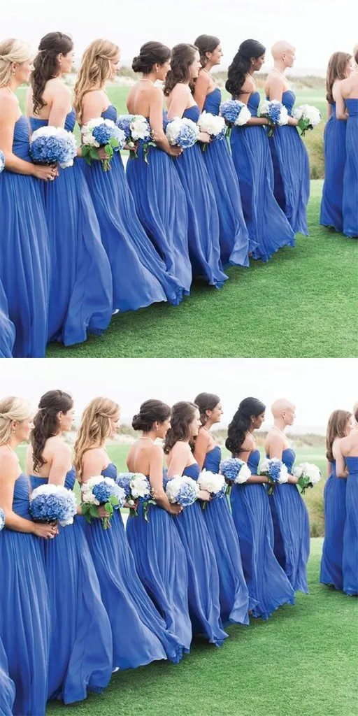 Blue Simple Formal Chiffon Floor Length  Bridesmaid Dresses,Bridesmaid Gown ,WGY0149