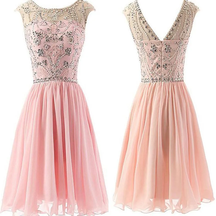 Blush Pink  Chiffon Elegant fashion cute graduation casual party homecoming dresses, BDY0115