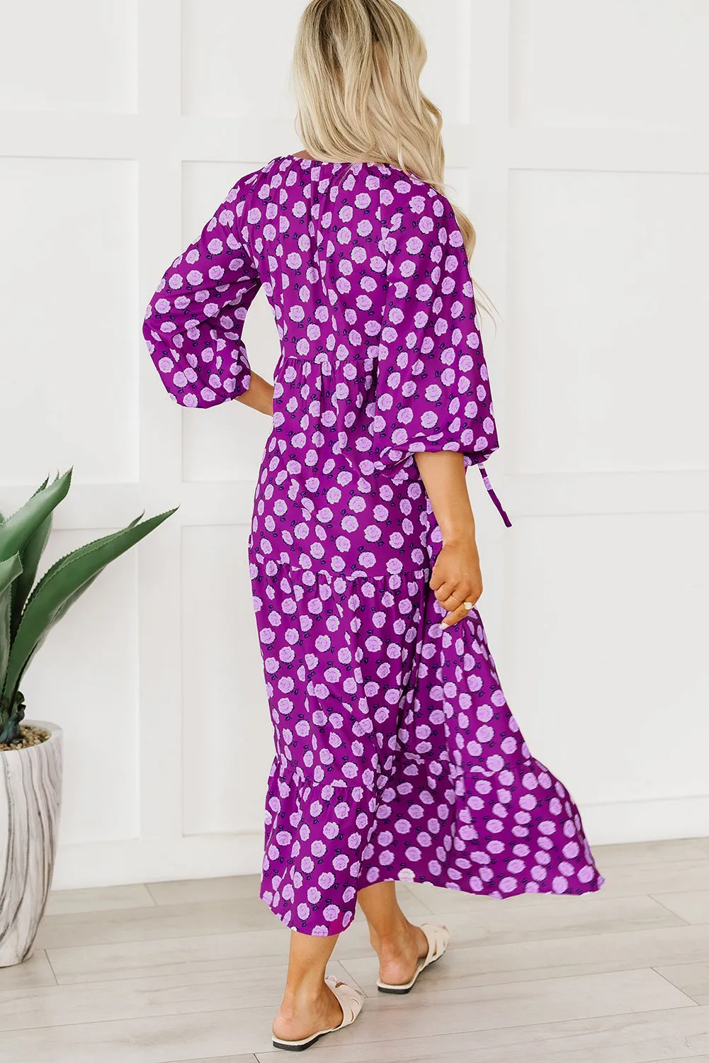 Boho Puff Sleeve Maxi Dress