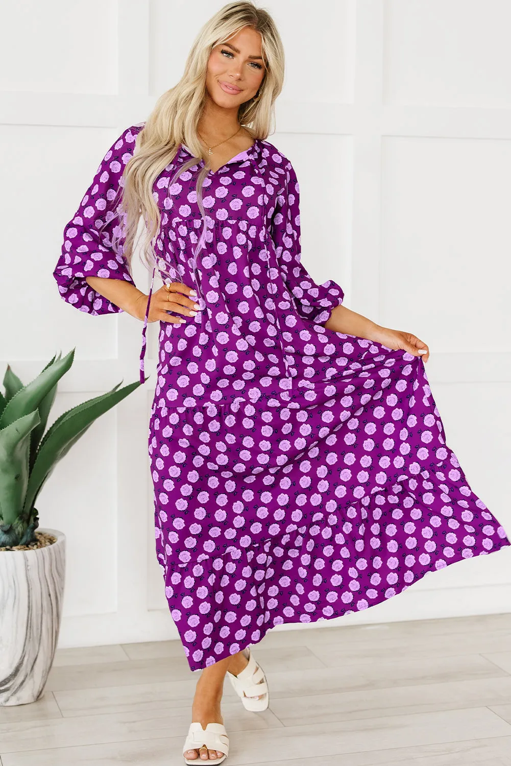 Boho Puff Sleeve Maxi Dress