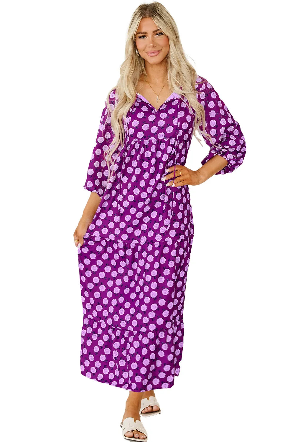 Boho Puff Sleeve Maxi Dress