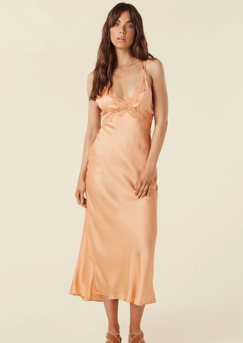 Boudoir Slip Dress in Coral Gold