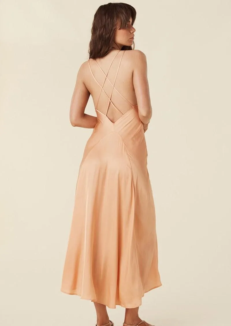 Boudoir Slip Dress in Coral Gold