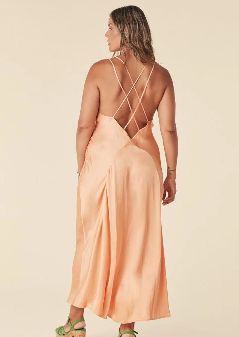 Boudoir Slip Dress in Coral Gold