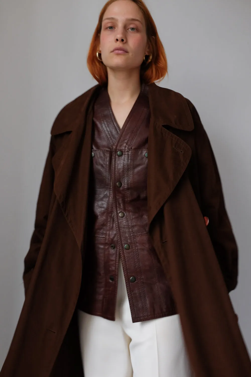 BROWN LEATHER VINTAGE VEST