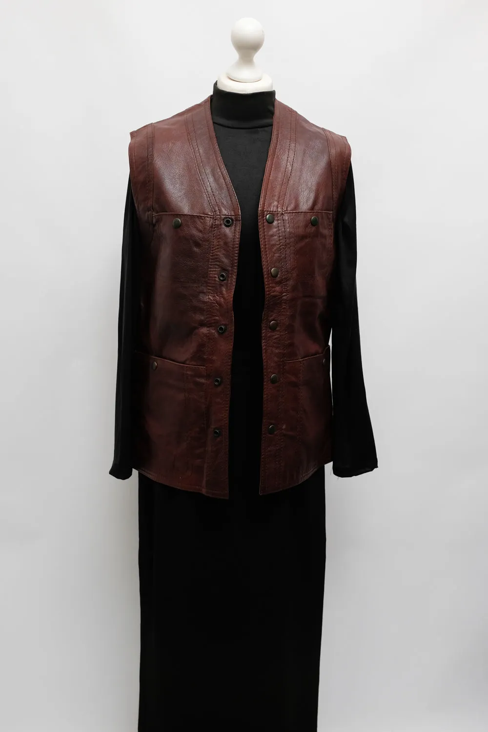 BROWN LEATHER VINTAGE VEST