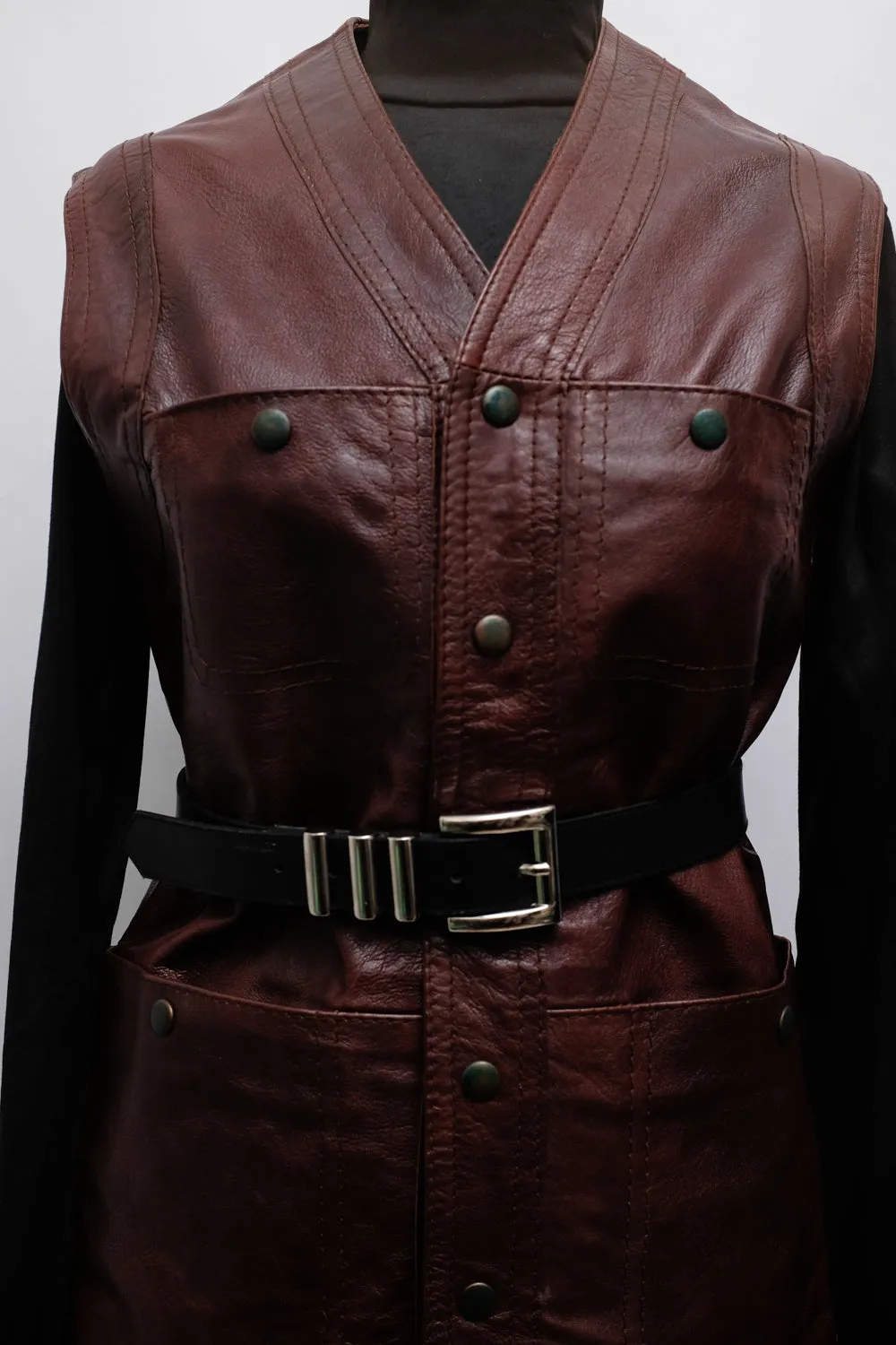 BROWN LEATHER VINTAGE VEST