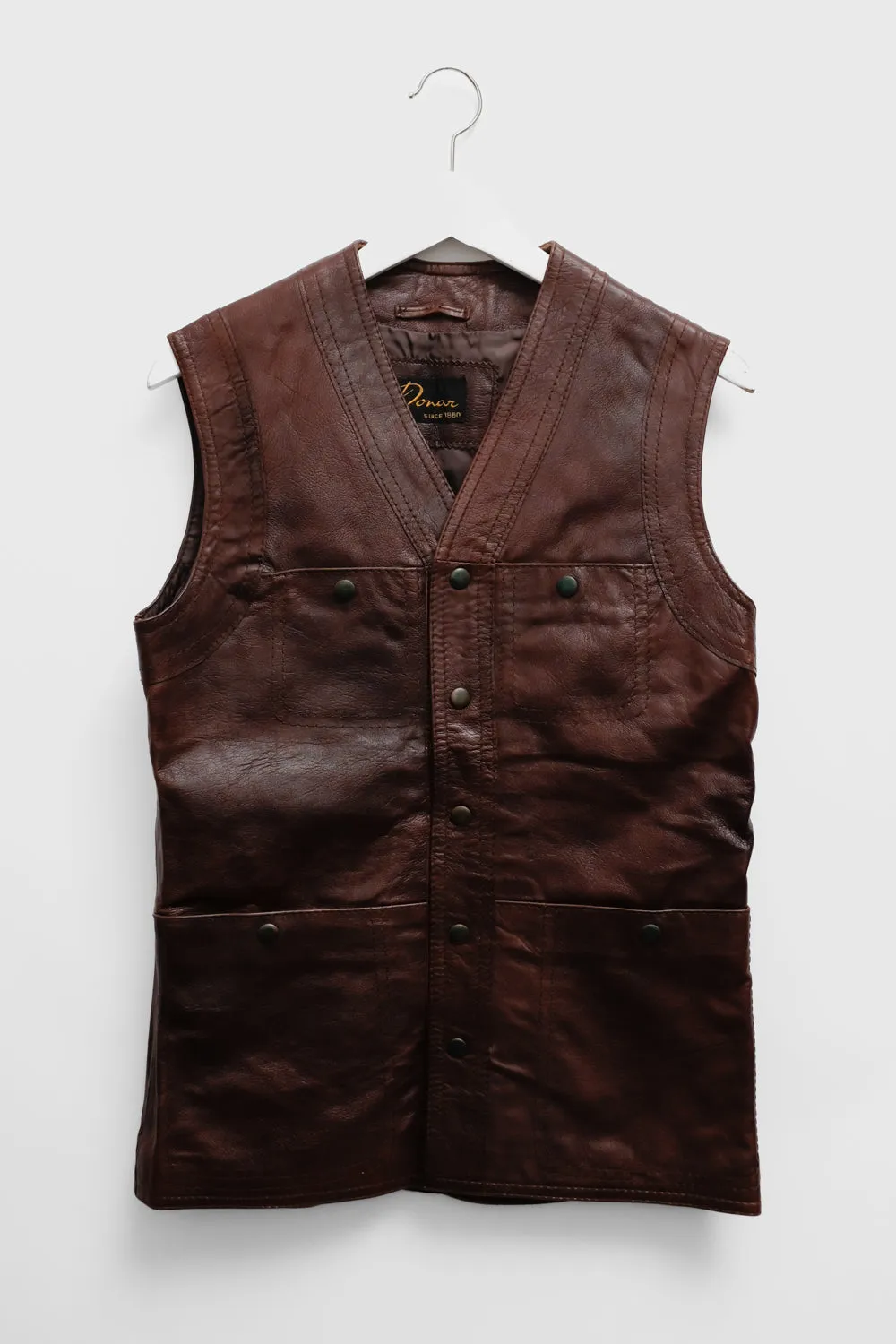 BROWN LEATHER VINTAGE VEST