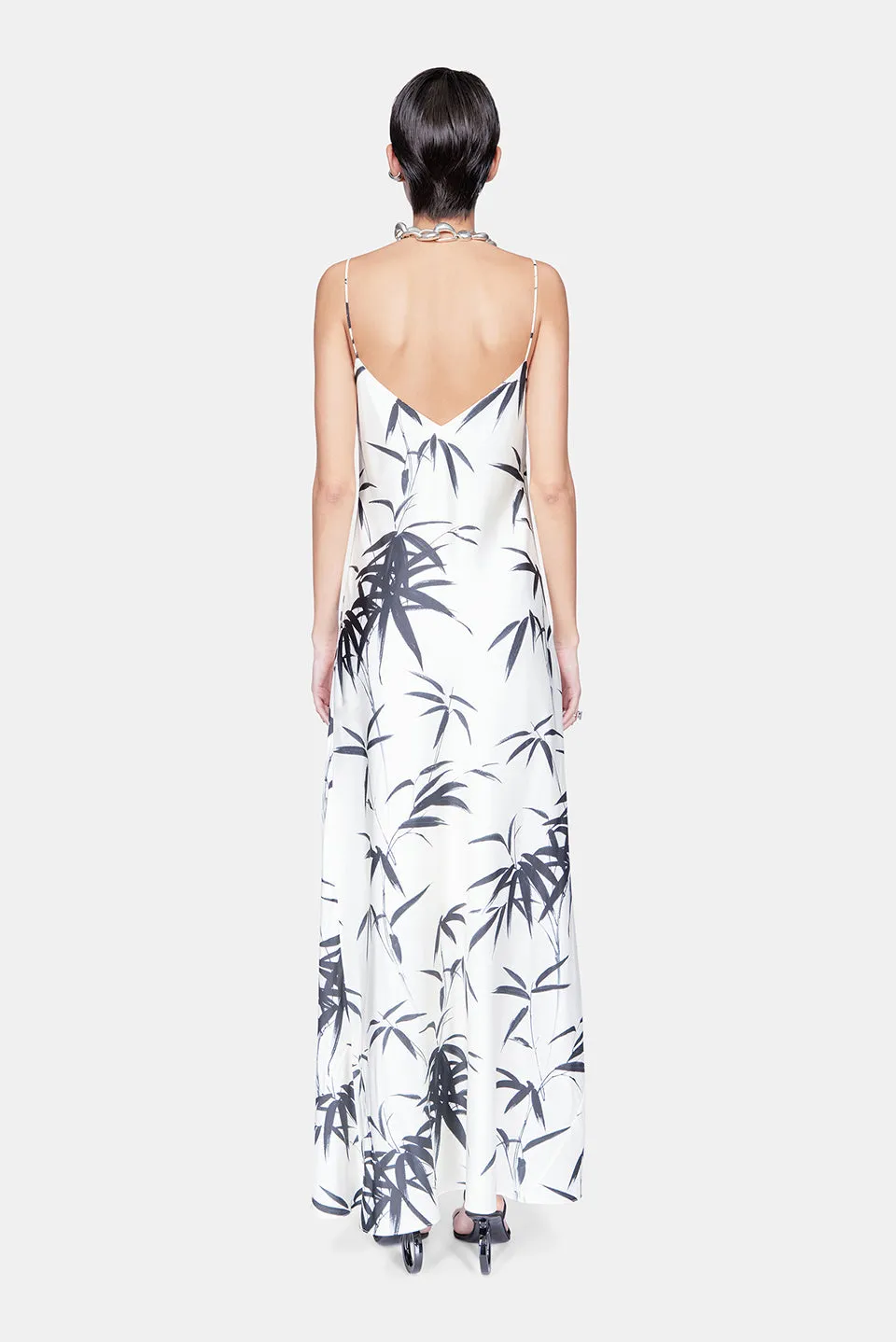 Brushstroke Slip Dress - Palm Print