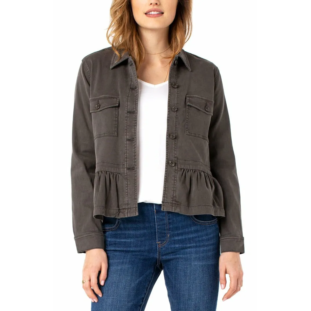 Cargo Jacket With Peplum Hem