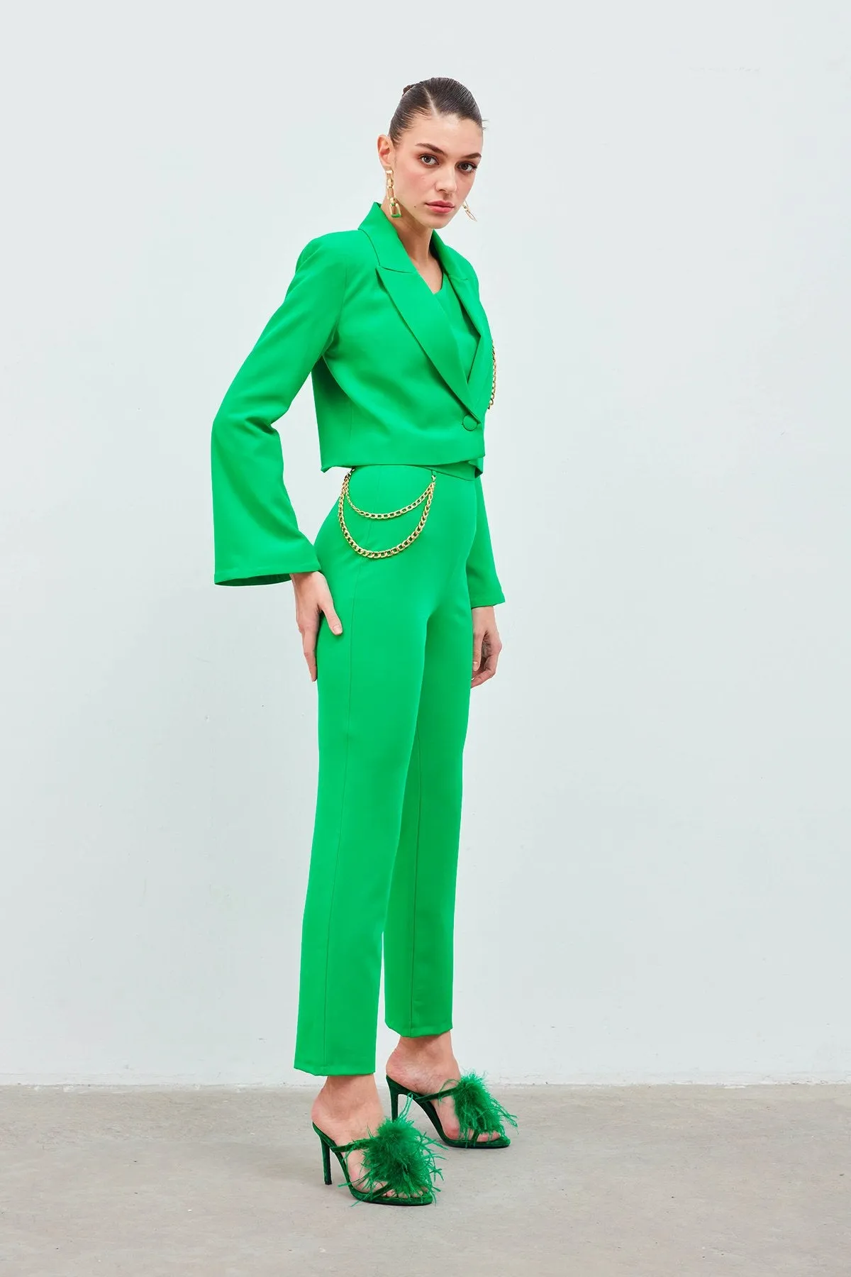 Chain Accessory Trousers - GREEN