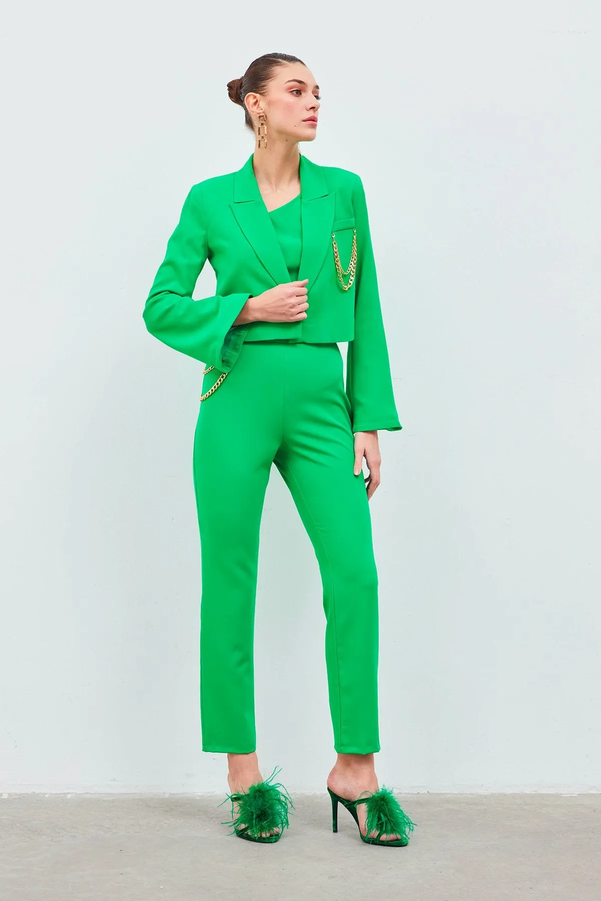 Chain Accessory Trousers - GREEN