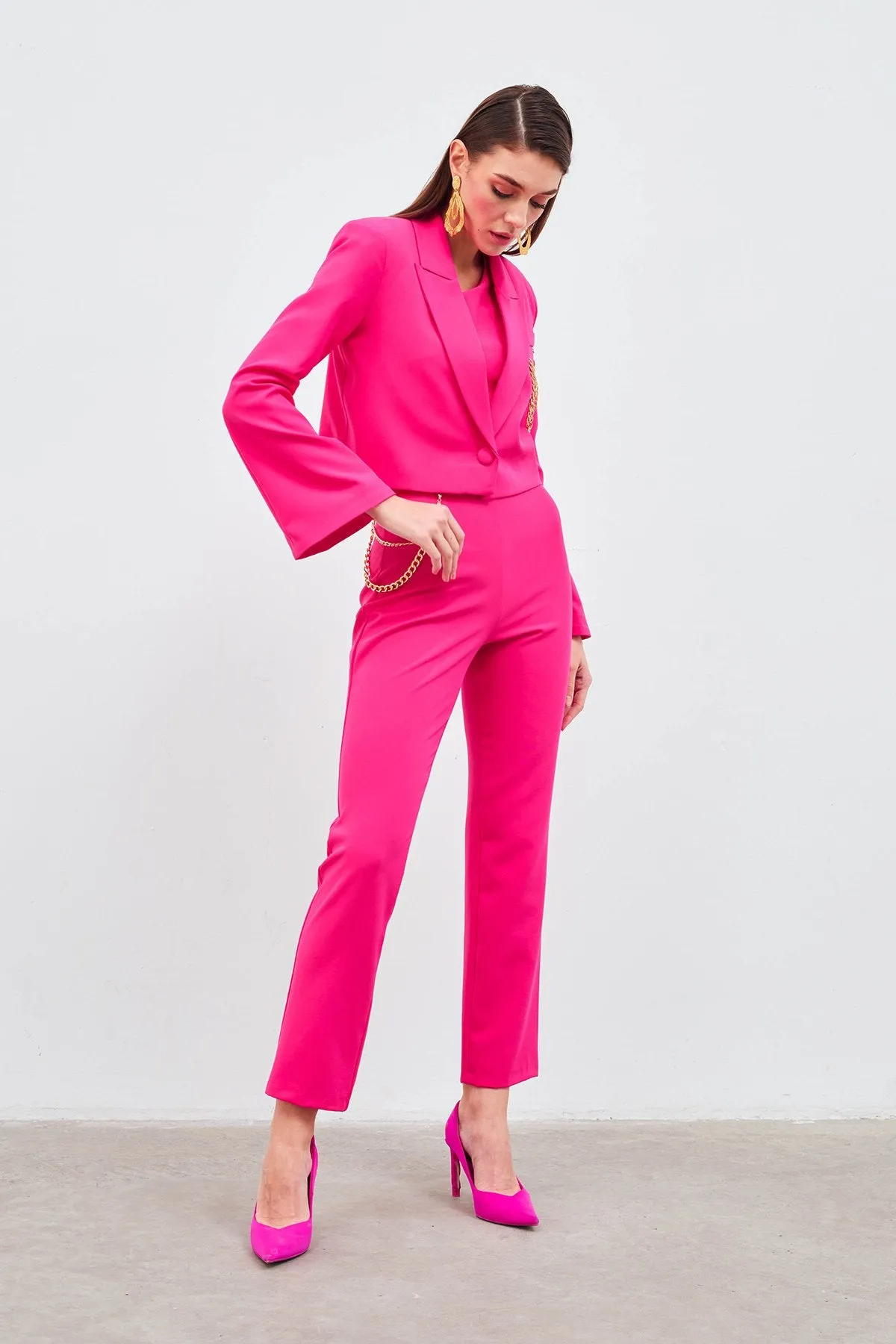 Chain Accessory Trousers - Hot Pink