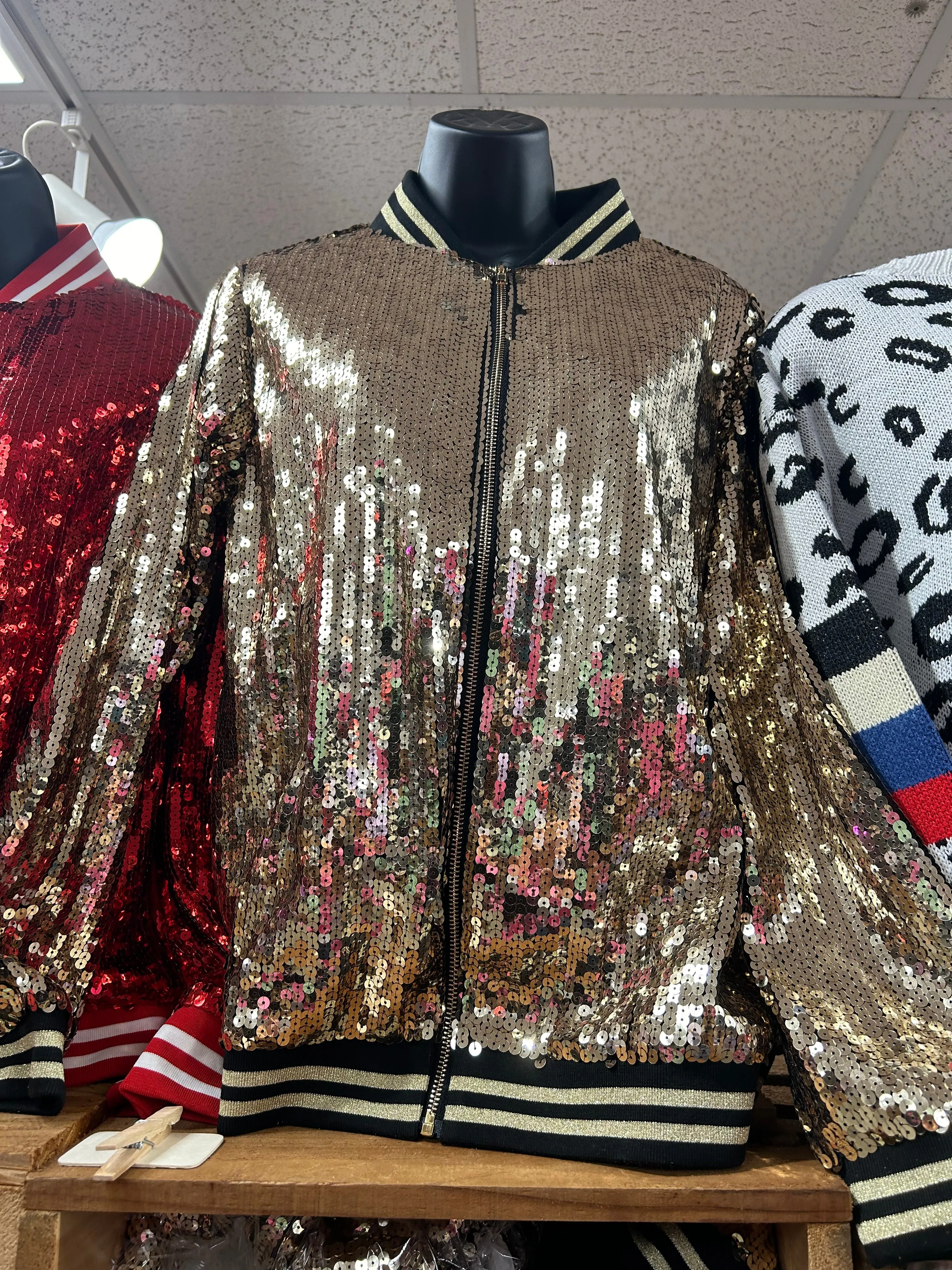 Champagne Problems Sequin Bomber Jacket - Gold