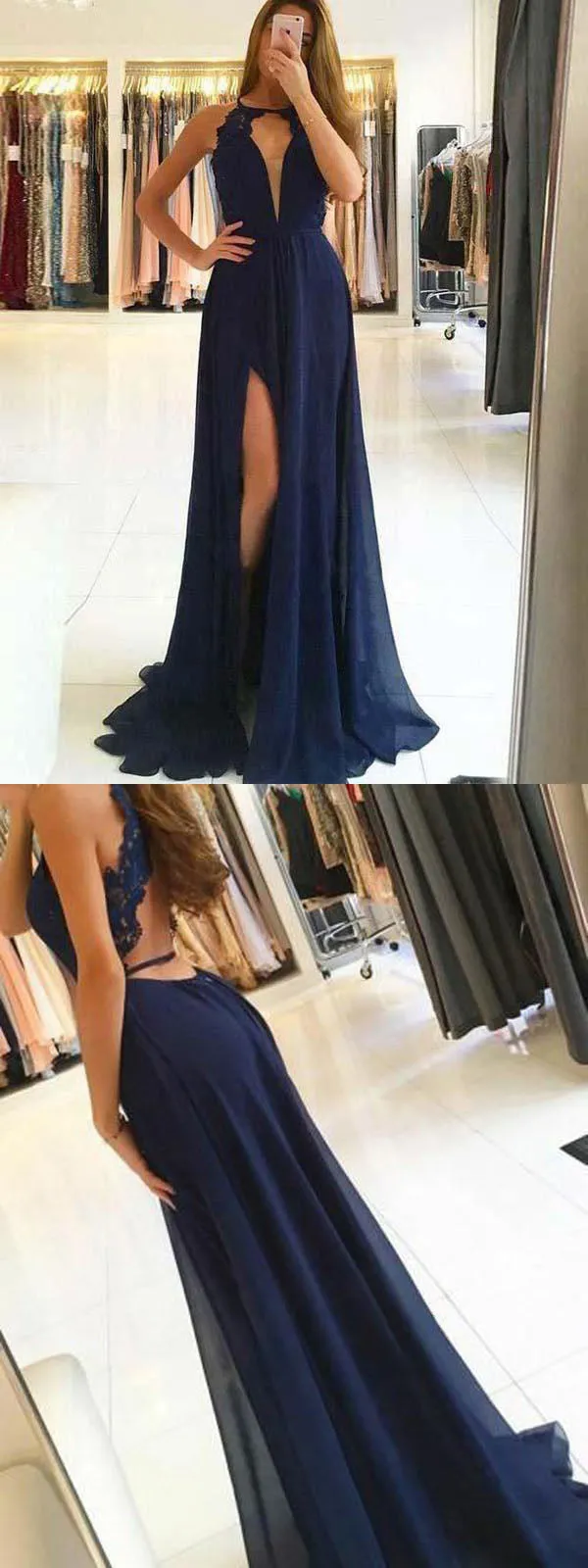 Cheap Scoop Sleeveless Side Slit Cutout Back Maxi Dress Formal Dress Evening Dress,Prom Dresses,PDY0200