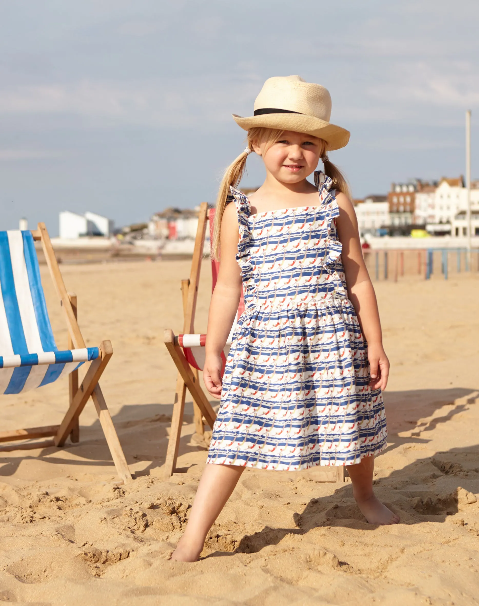 Claudia Children's Dress - Royal Blue Diver Rows