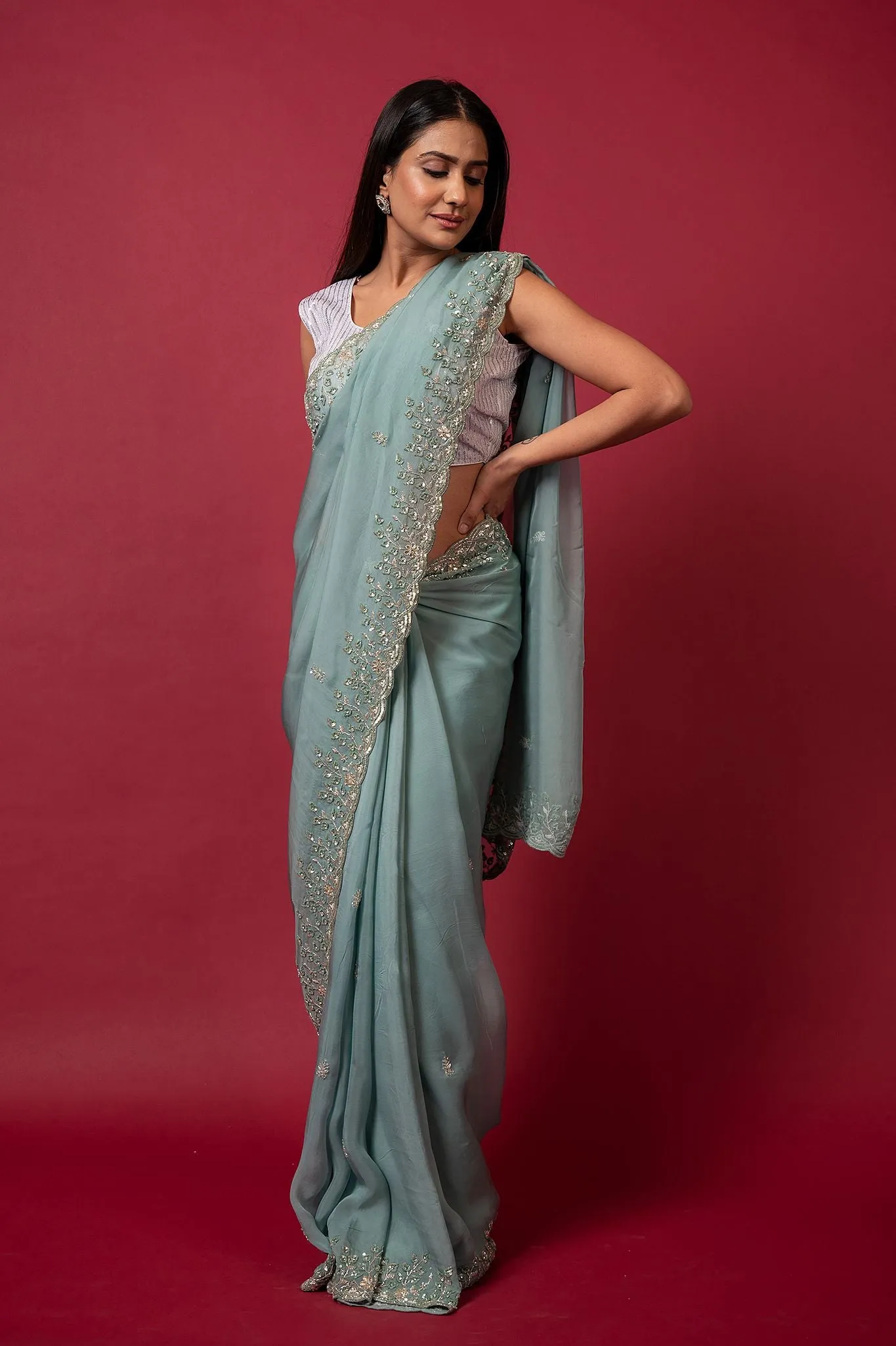 Cocktail Mint Saree