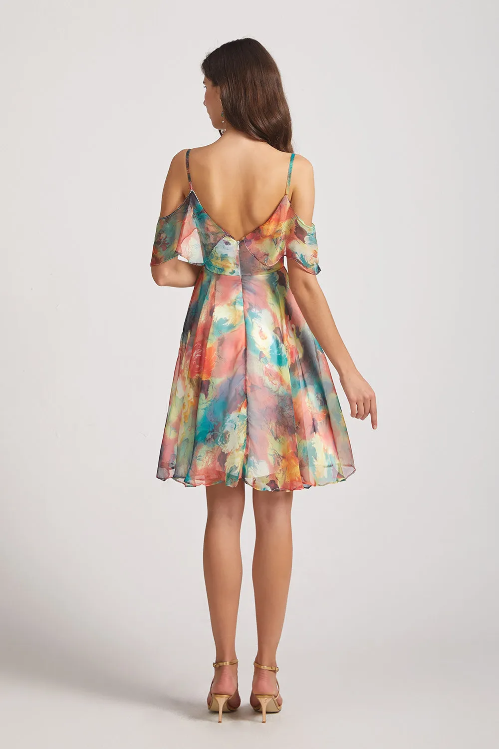 Colourful Chiffon Short Printed Bridesmaid Dresses (AF0122)