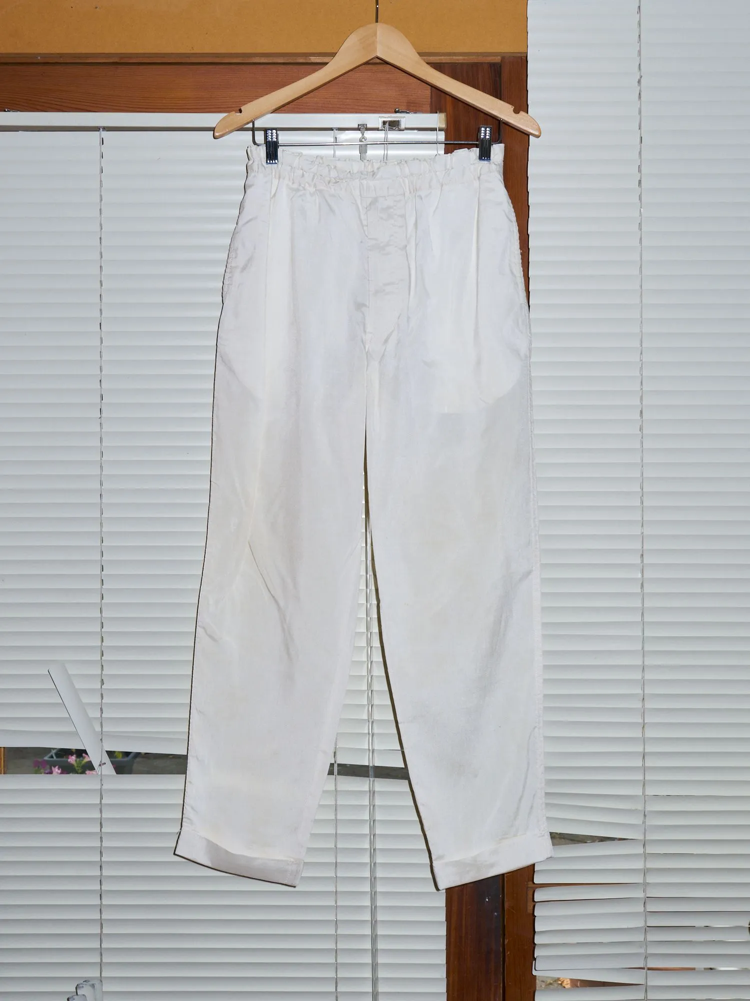 Comme des Garcons Homme Plus 1997 off white silk elastic waist trousers - mens S