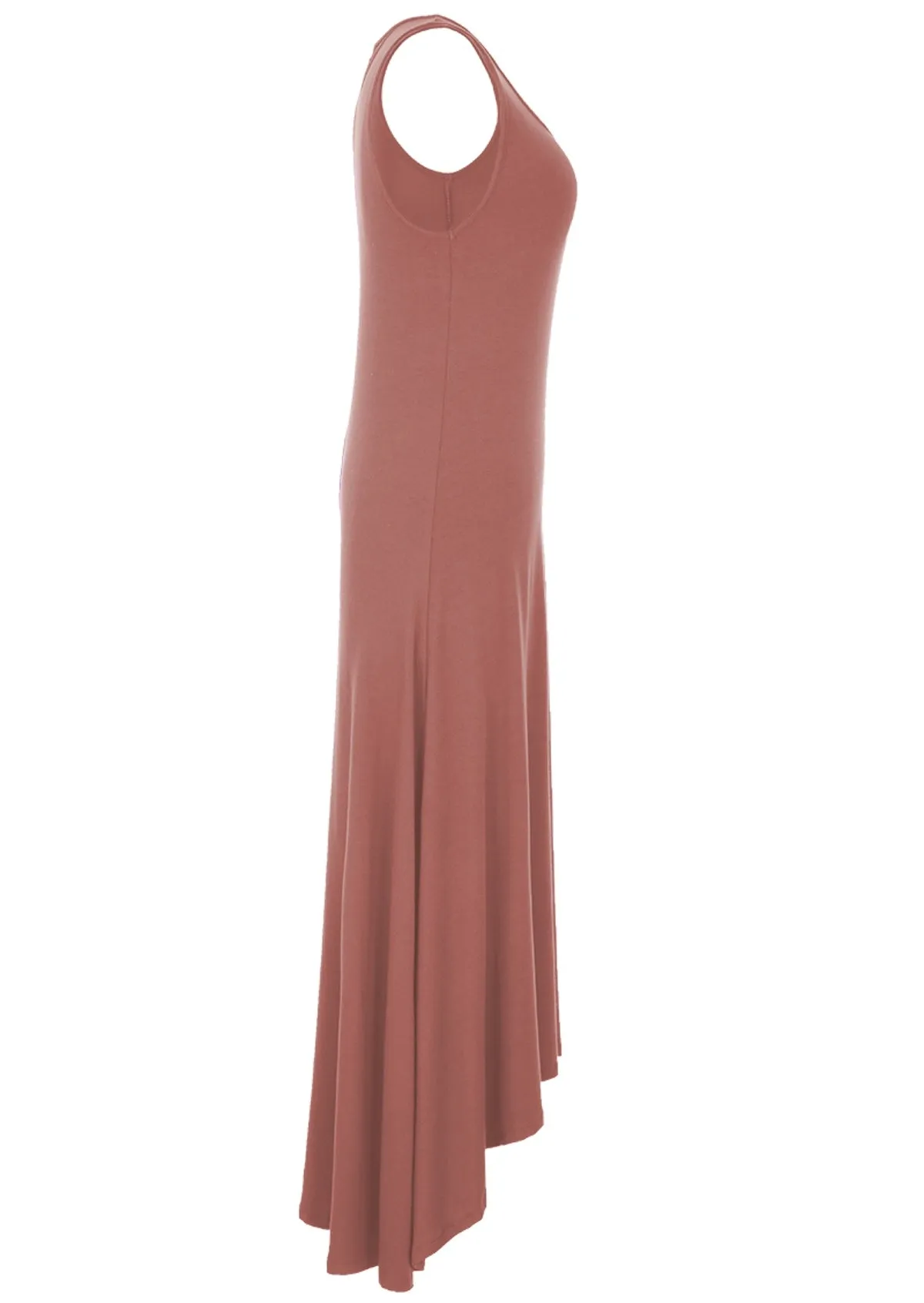 Concave Hem Dress Dusty Rose