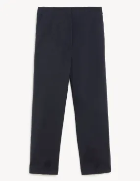 Cotton Blend Slim Fit Cropped Trousers