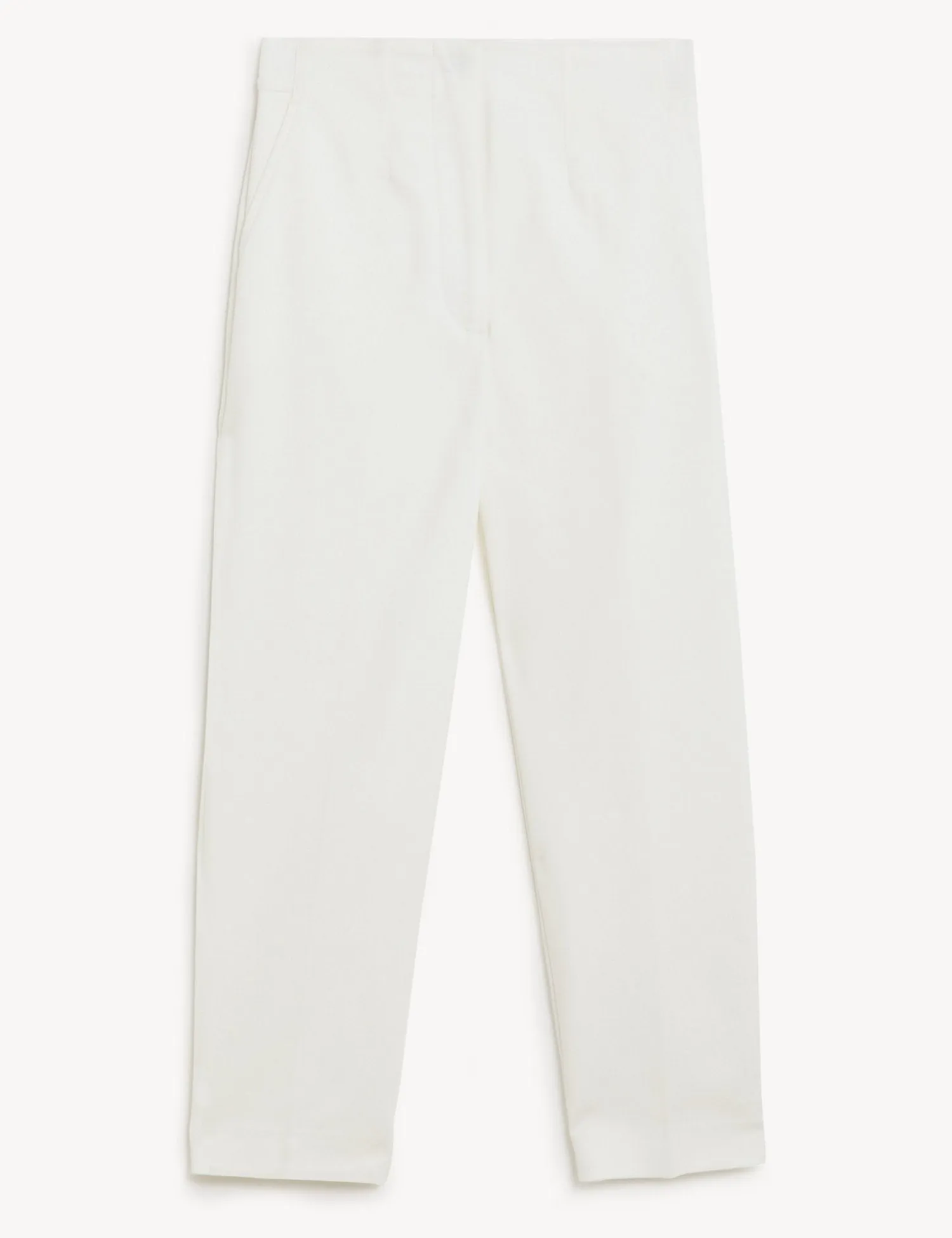 Cotton Blend Slim Fit Cropped Trousers