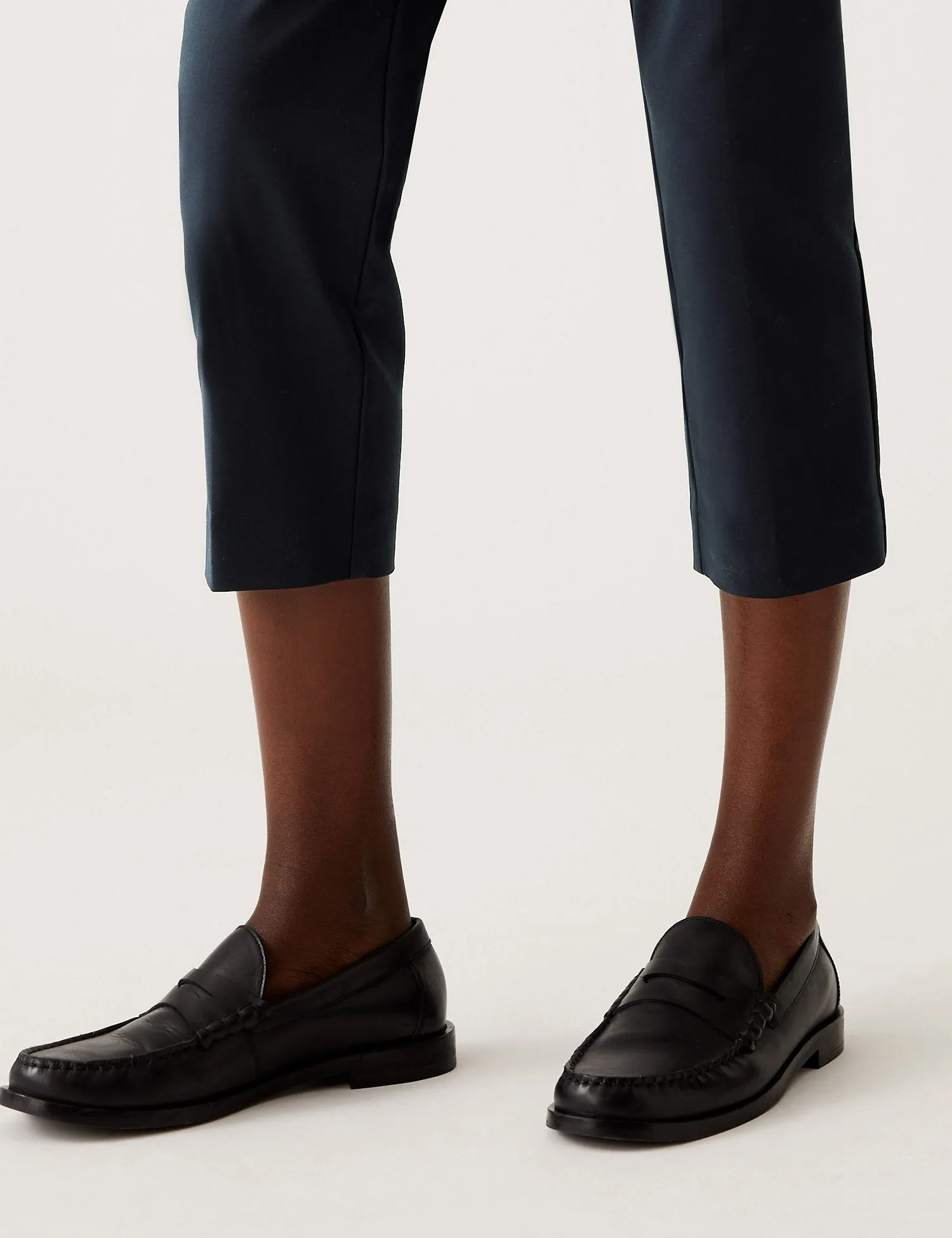 Cotton Blend Slim Fit Cropped Trousers