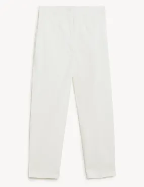 Cotton Blend Slim Fit Cropped Trousers