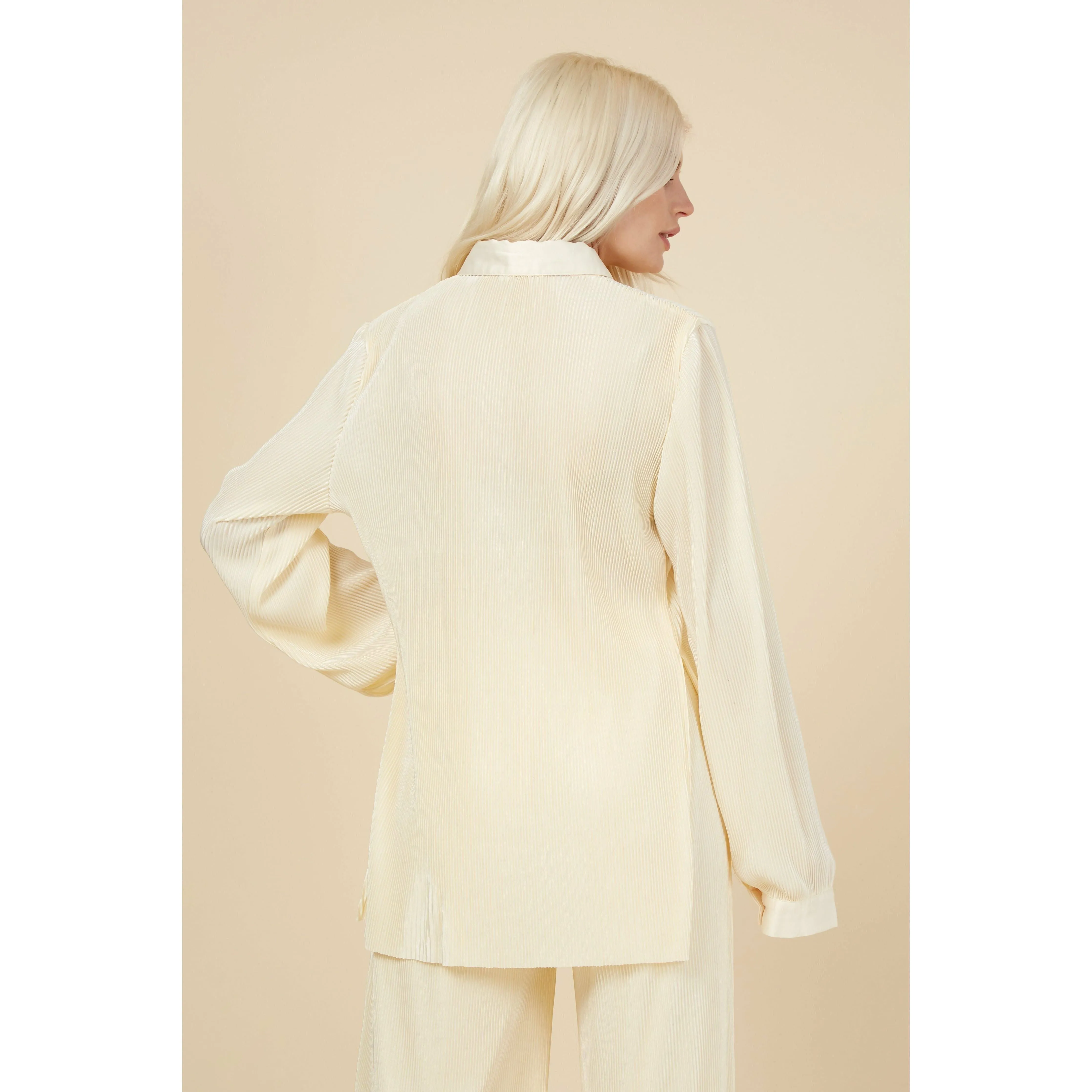 Cream Pleated Co-ord