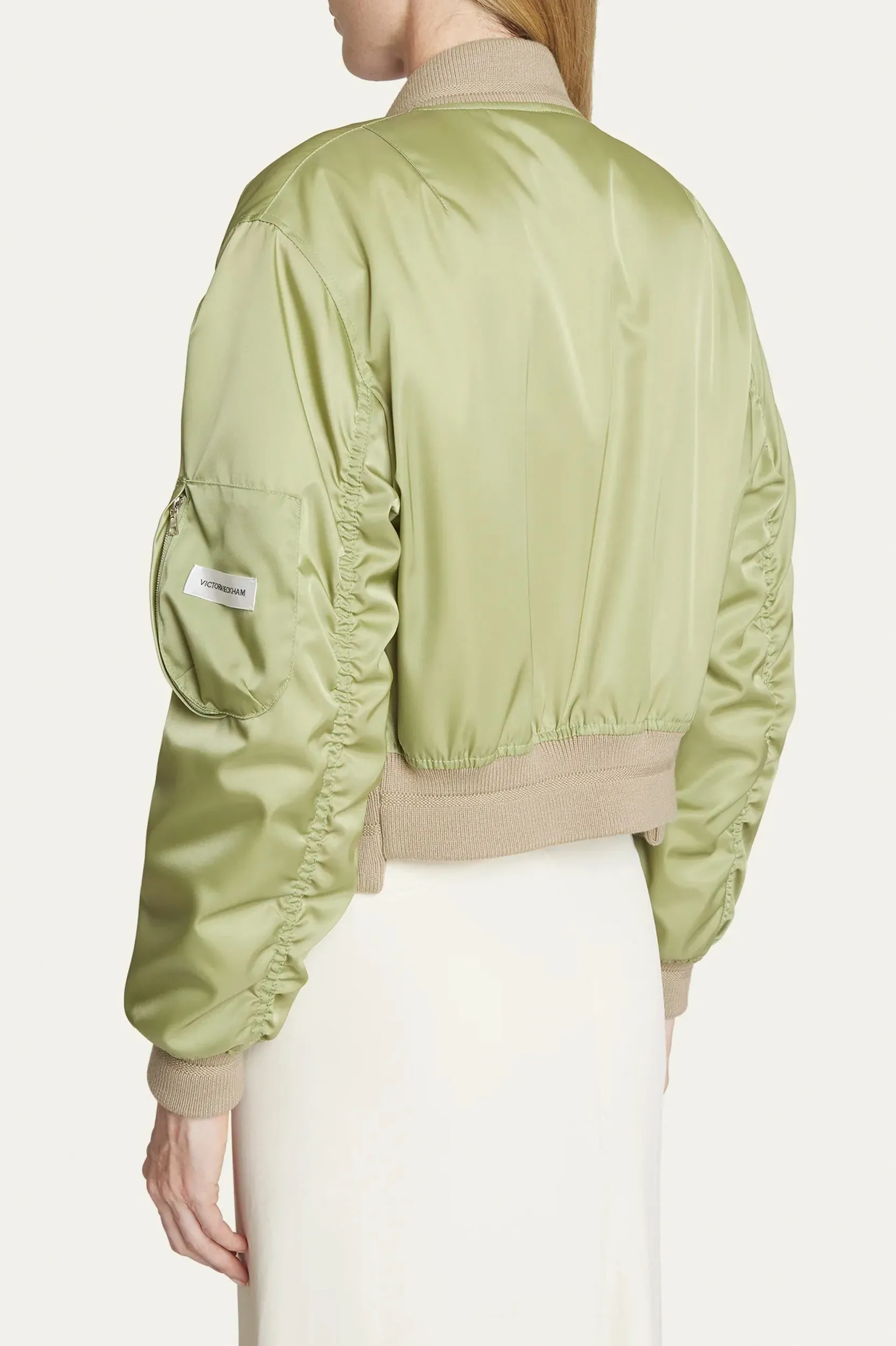 Cropped Bomber Jacket in Avacado